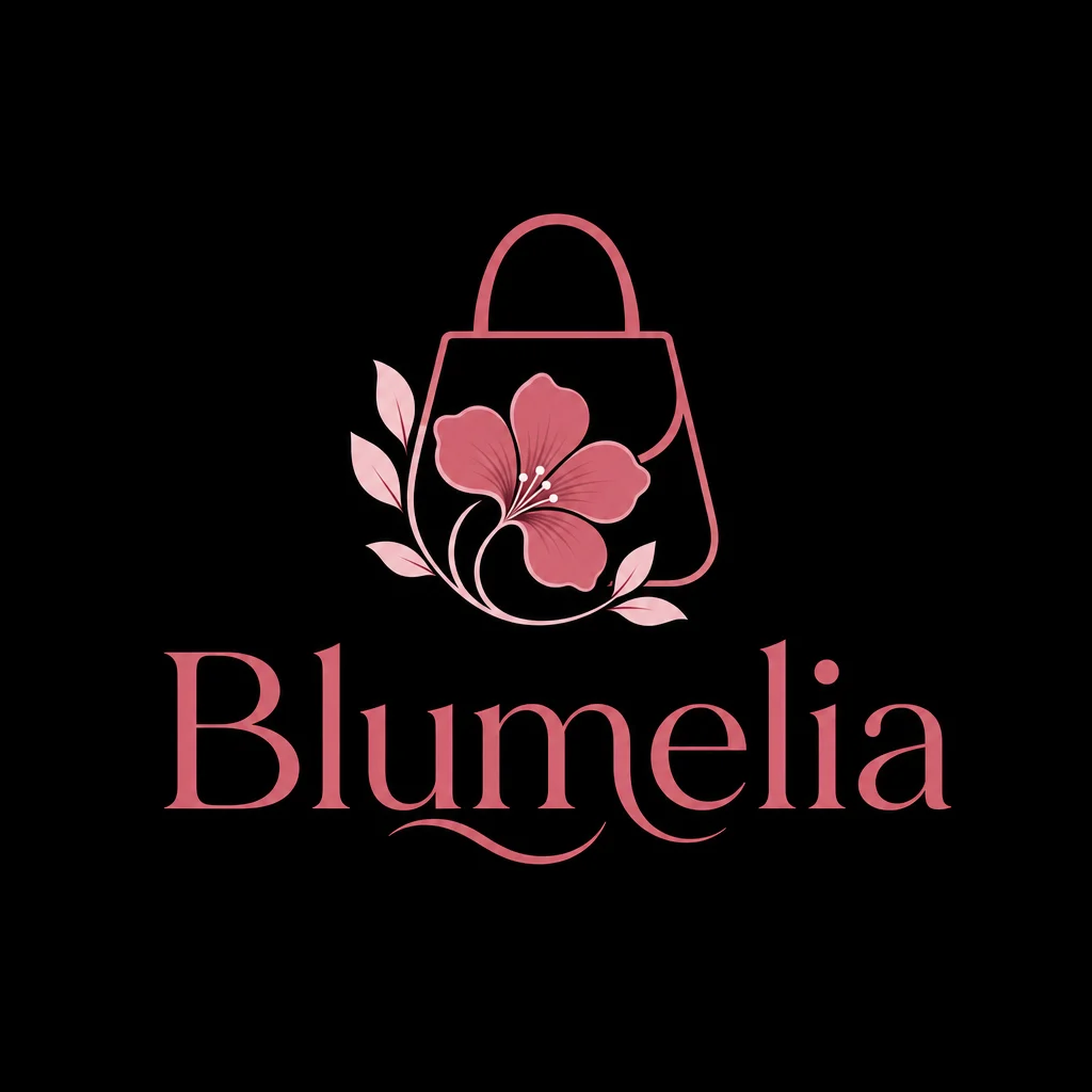 Blumelia Logo auf schwarzem Hintergrund für Blumenschmuck