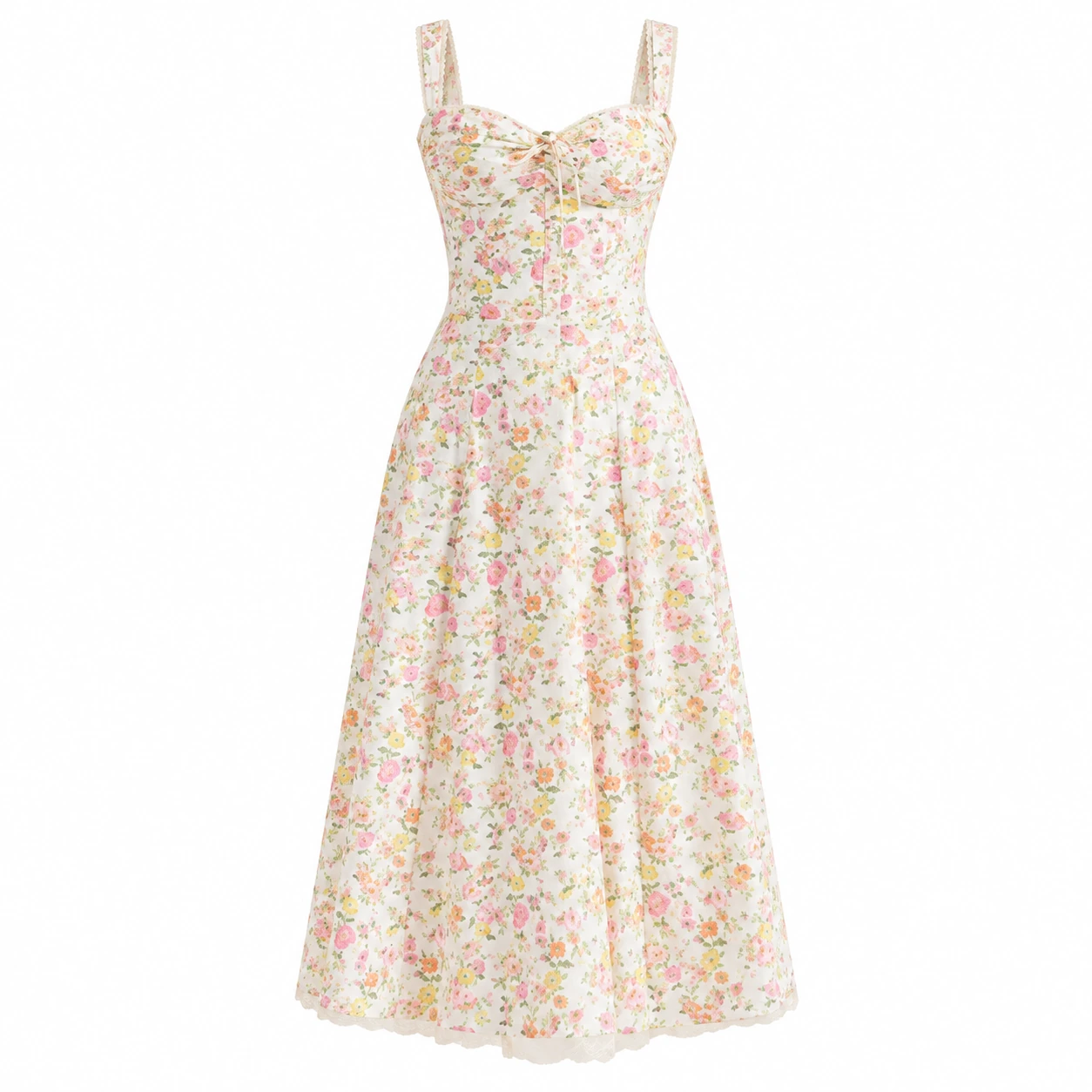 Apricot Ditsy Floral Dress