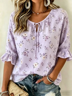 Purple Floral Blouse 1