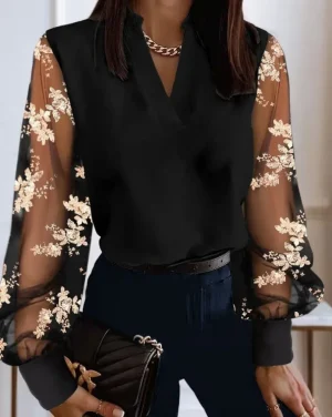 Durchsichtige Bluse Mit Blumen 1