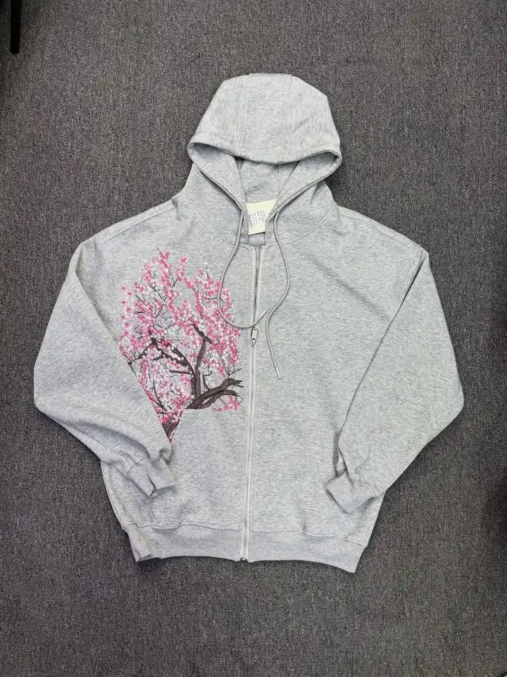 Grey Hoodie With Flowers 2