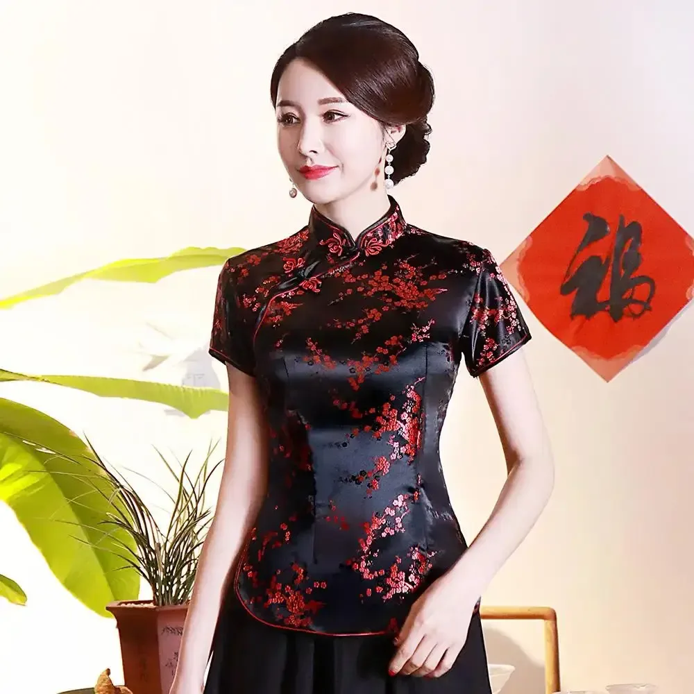 Bluse Rot Mit Blumenmuster 1