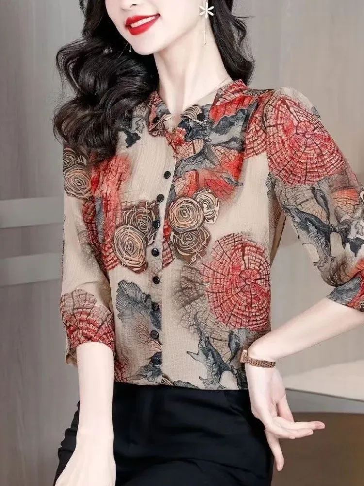 Musselin Bluse Mit Blumen 3