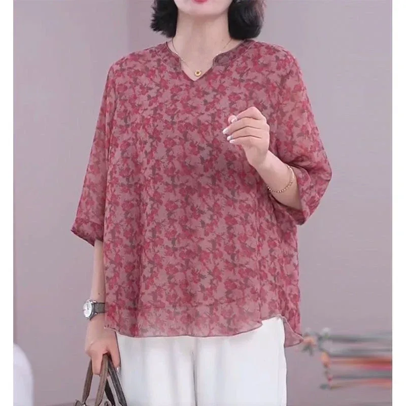 Bluse Blumen Rot 1