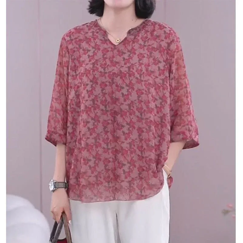 Bluse Blumen Rot 3