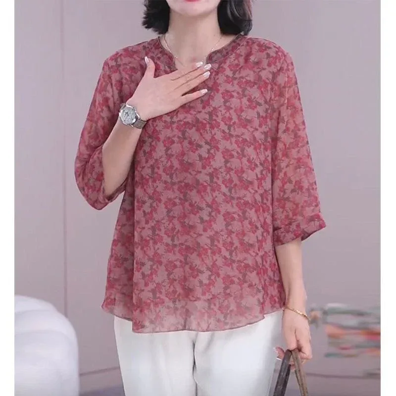 Bluse Blumen Rot 4