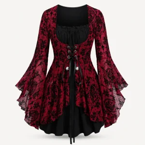 Schwarze Bluse Mit Roten Blumen 1