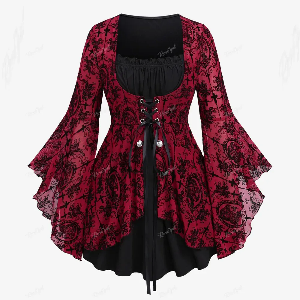 Schwarze Bluse Mit Roten Blumen 2