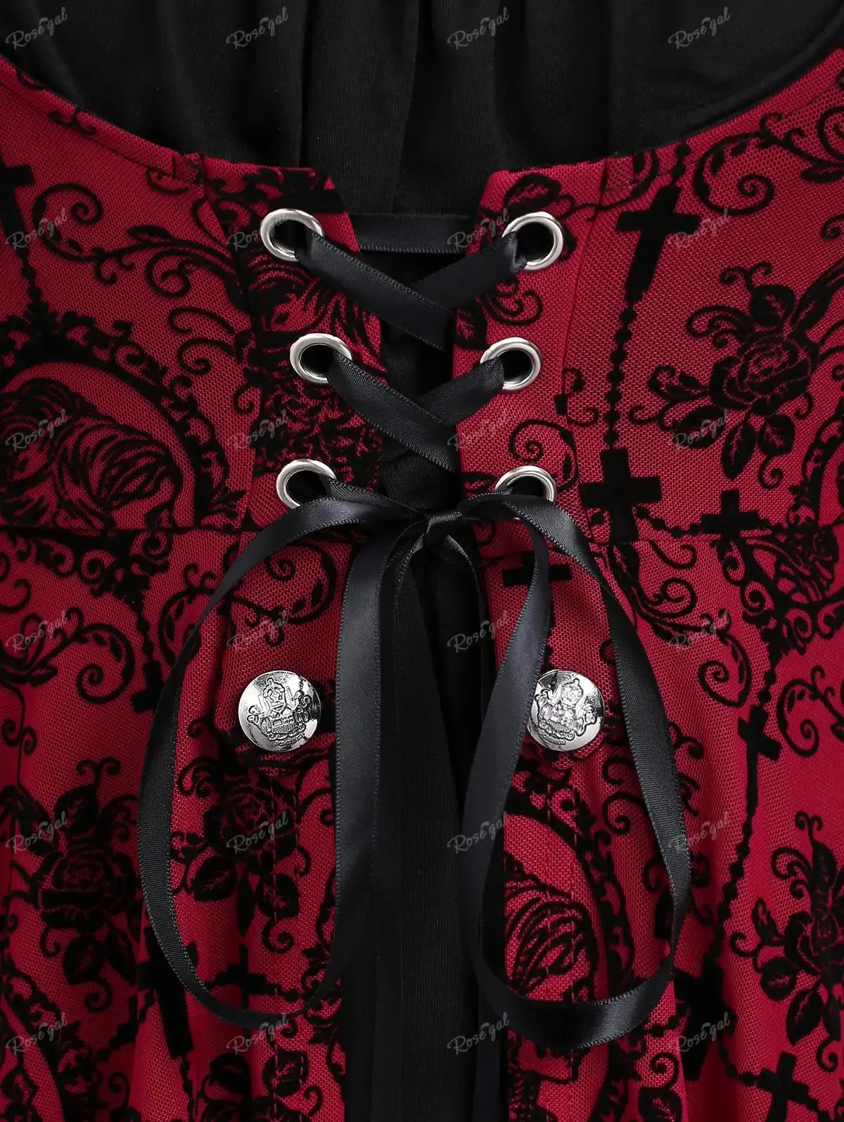 Schwarze Bluse Mit Roten Blumen 3