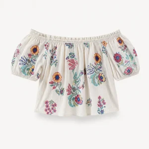 Off Shoulder Bluse Blumen 1