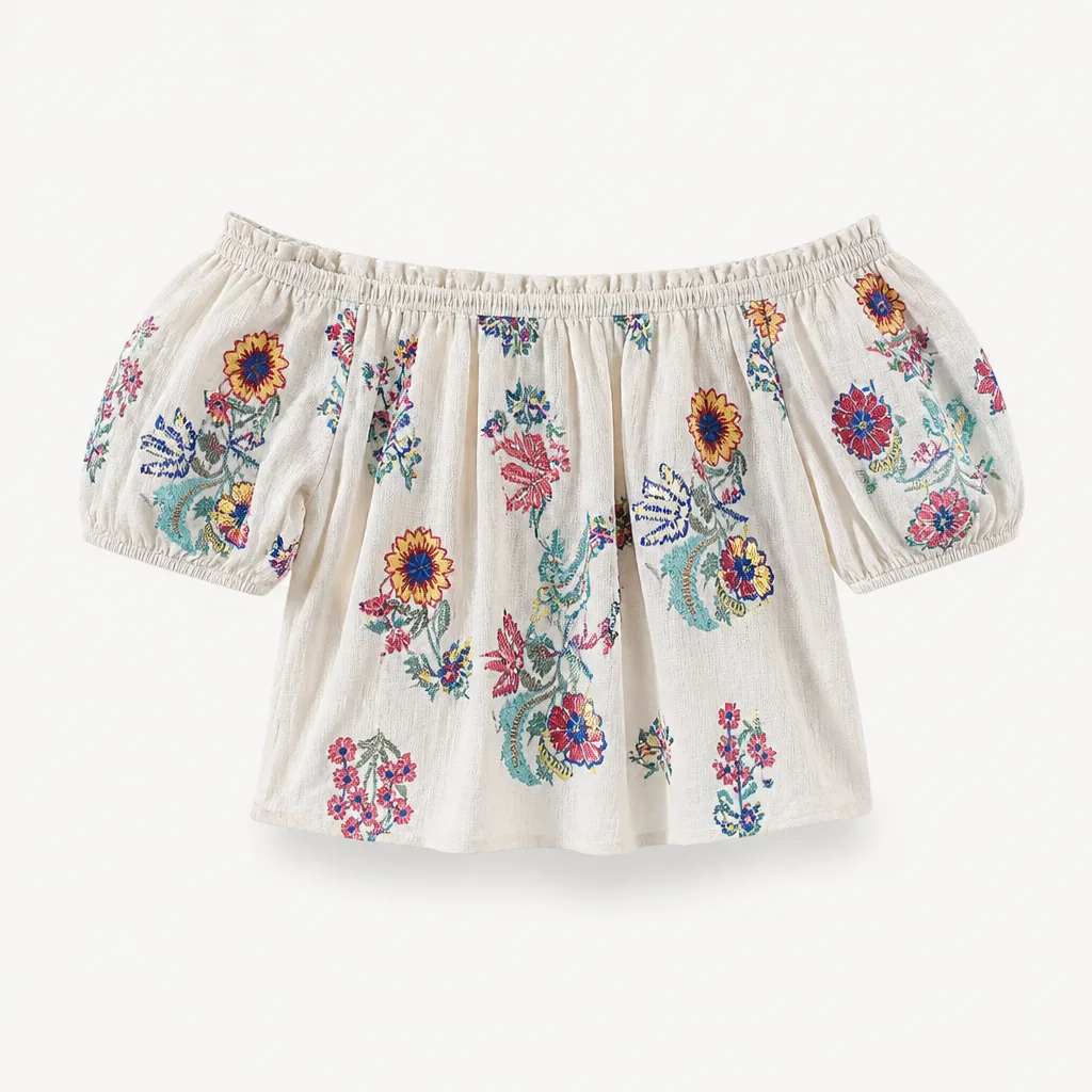 Off Shoulder Bluse Blumen 1