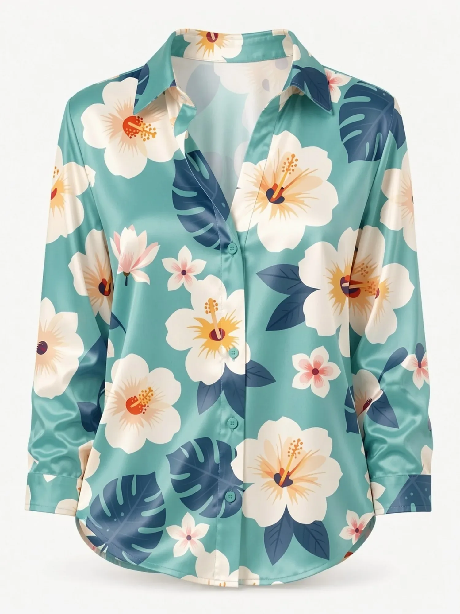 Bluse Türkis Blumen 2