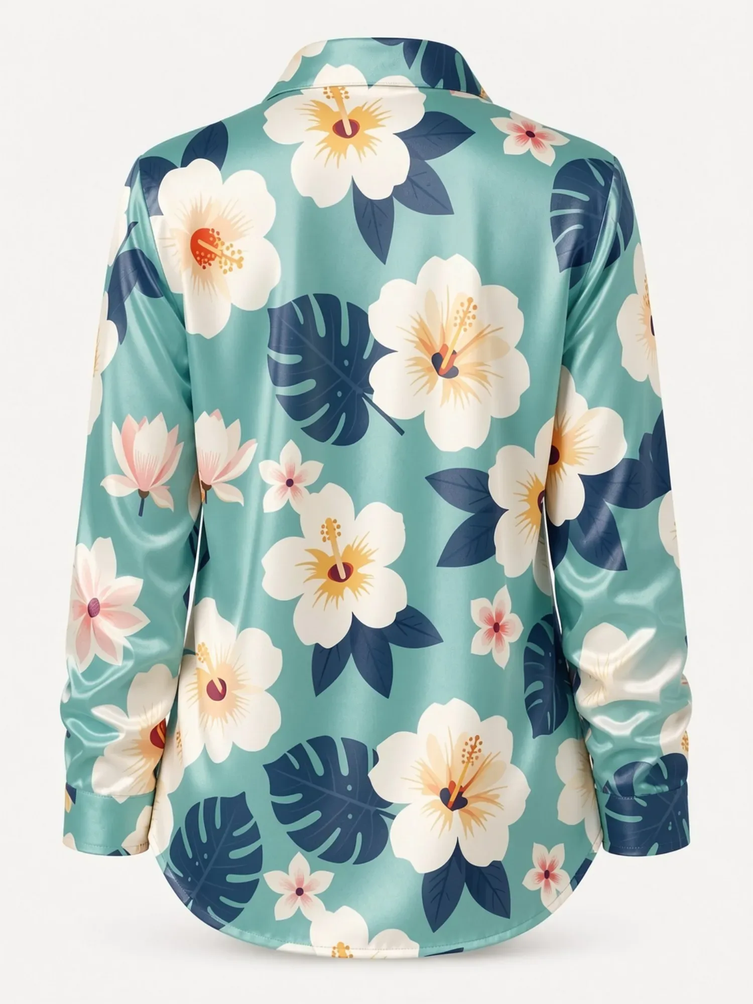 Bluse Türkis Blumen 3