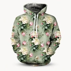 Flower Puff Print Hoodie 1