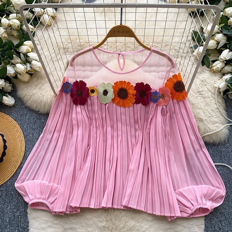 Blumen Bluse Rosa 2