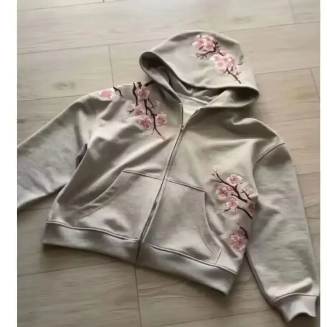 Grey Flower Hoodie 3
