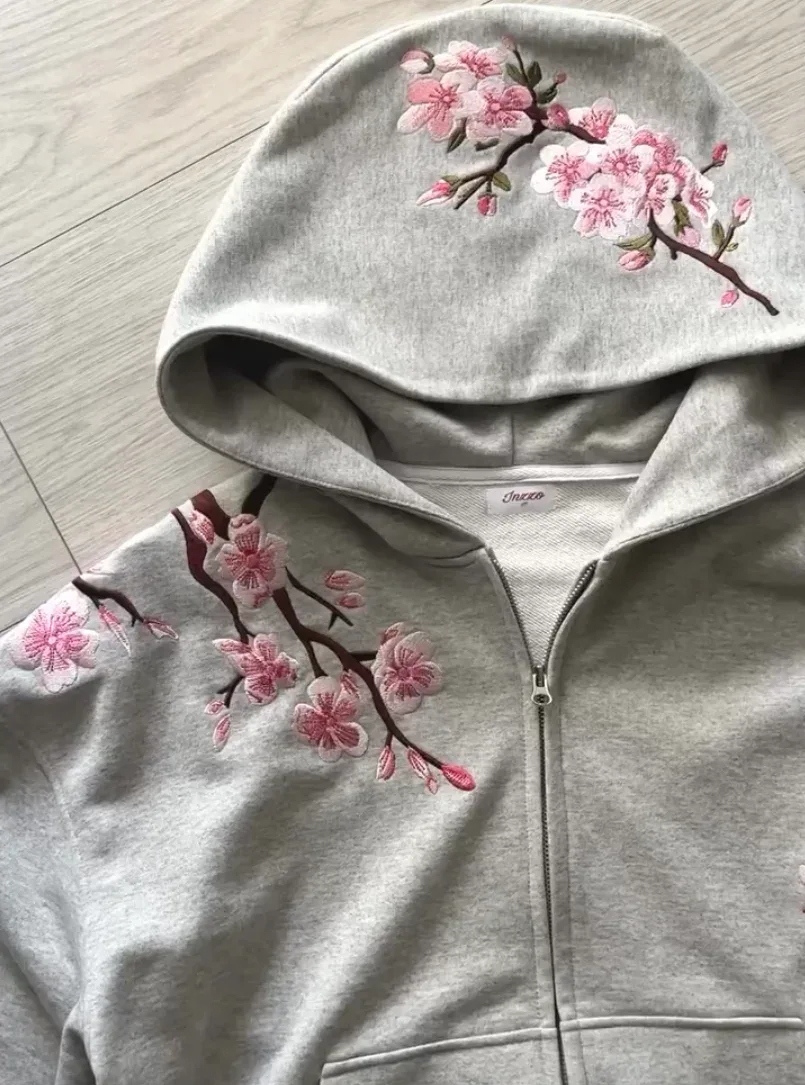 Grey Flower Hoodie 4