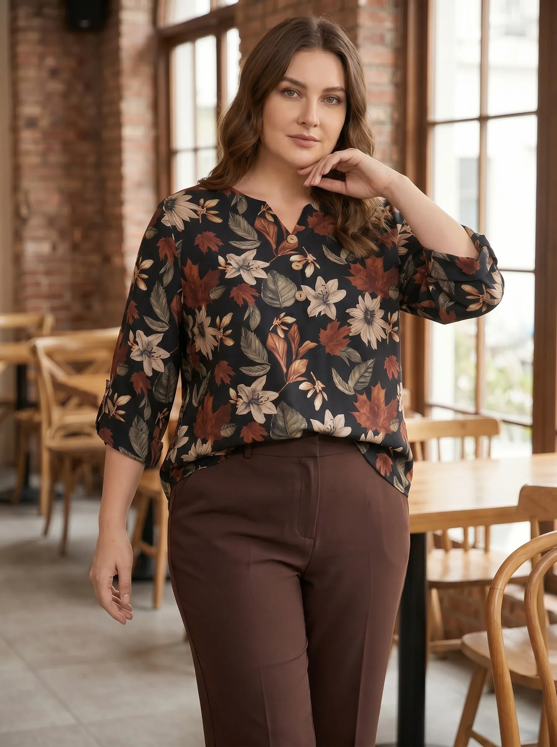 Bluse Schwarz Weiß Blumen 2