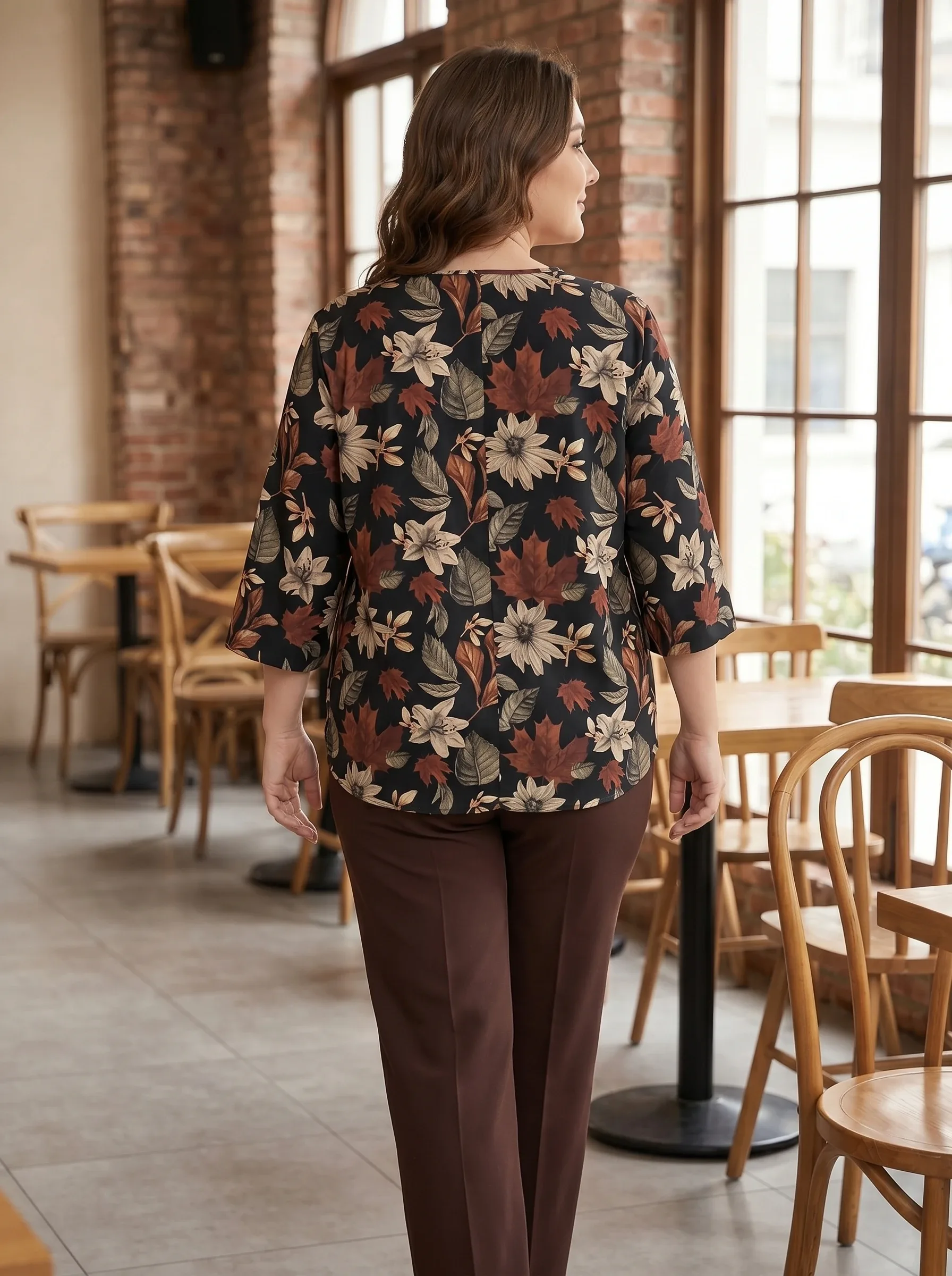 Bluse Schwarz Weiß Blumen 4
