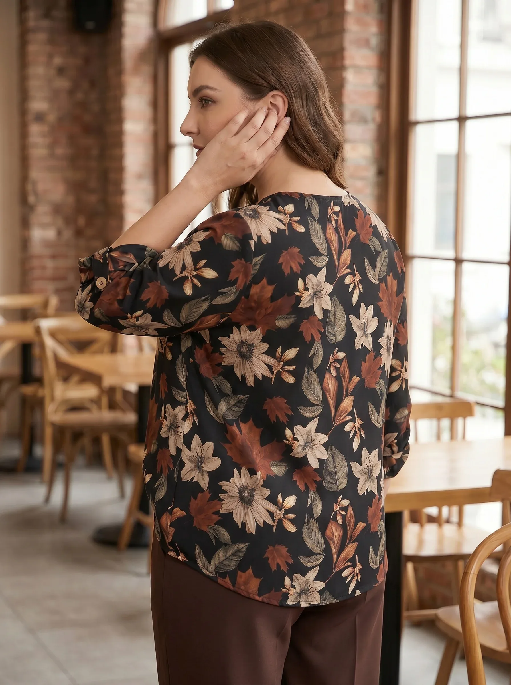 Bluse Schwarz Weiß Blumen 5