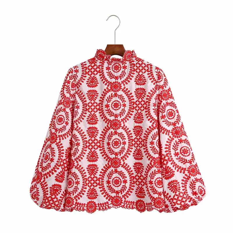 Bluse Mit Roten Blumen 4
