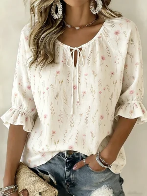 Weiße Bluse Mit Blumenmuster 1