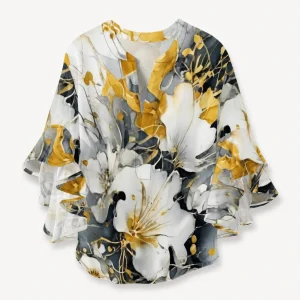 Weiße Bluse Mit Bunten Blumen 1