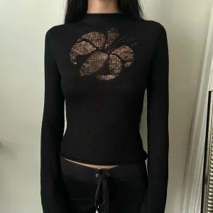 Black Sweater With Flowers 1