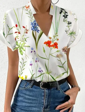 Weiße Bluse Mit Rosen 1