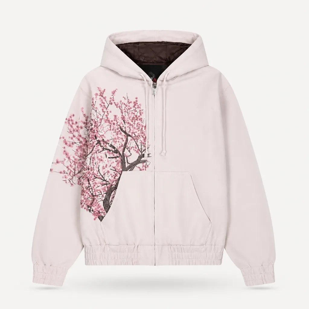 Denim Hoodie Flowers 1