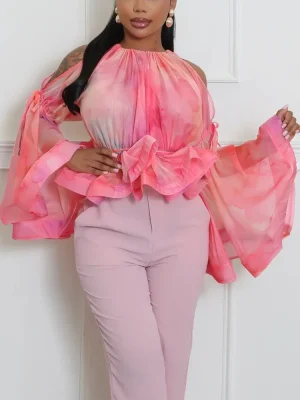 Bluse Rosa Mit Blumenmuster 1