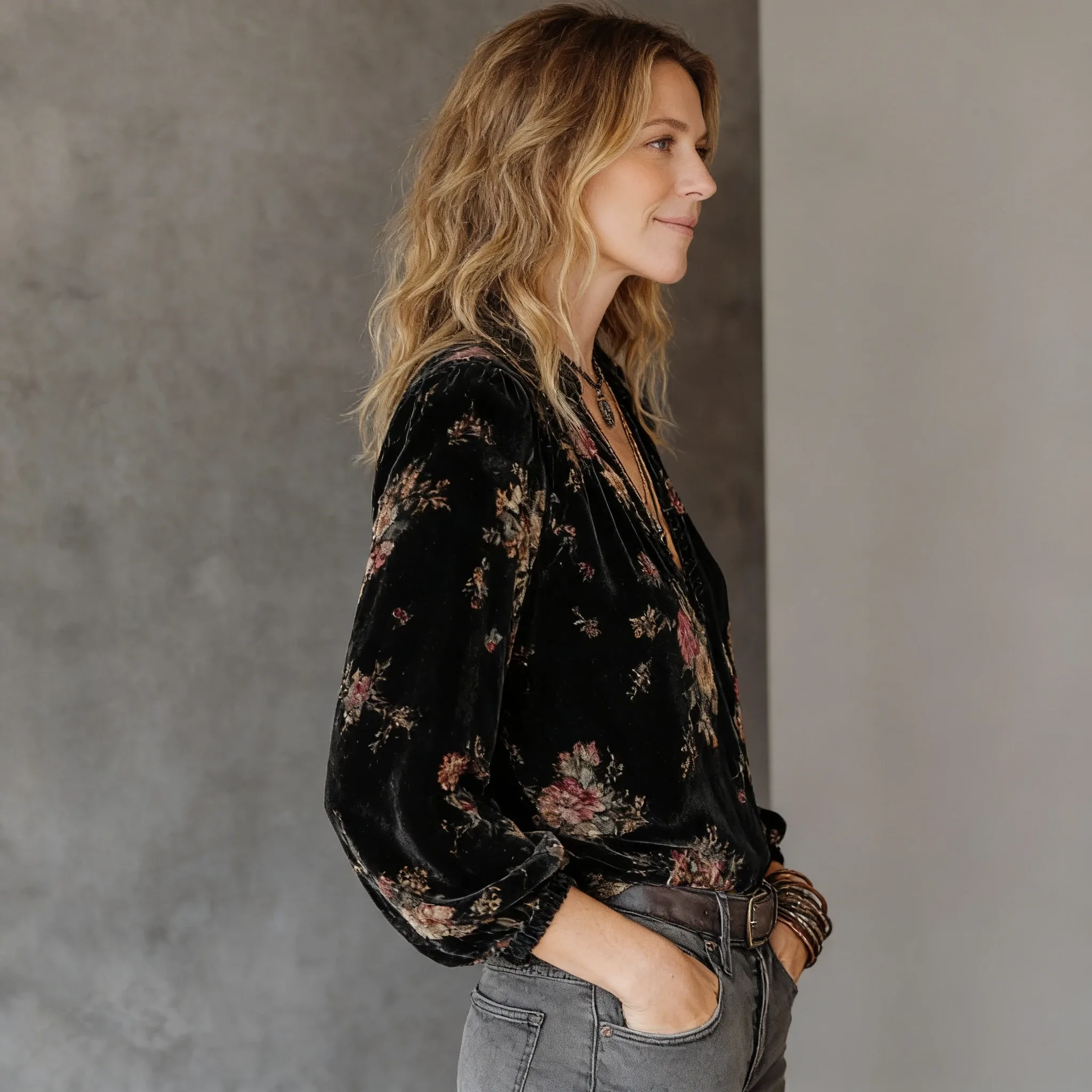 Velvet Floral Blouse 2