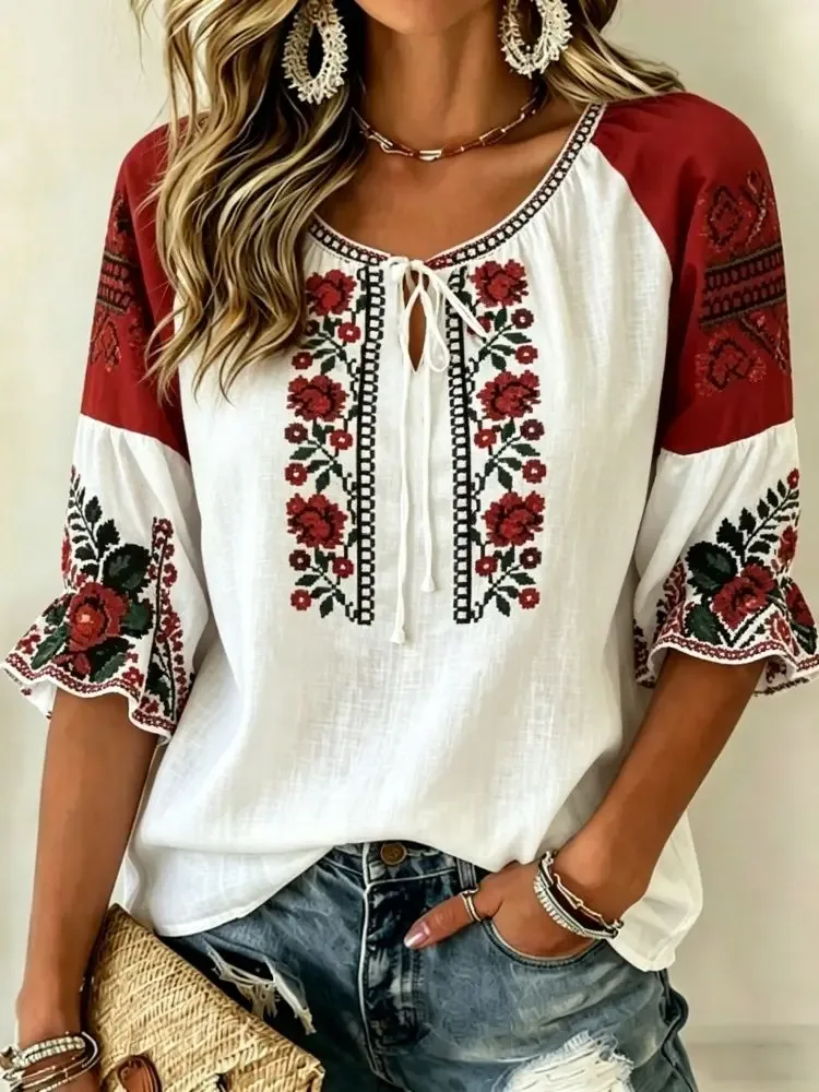 Weiße Bluse Mit Blumen 2