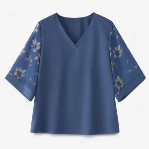 Blaue Bluse Mit Blumenmuster 1