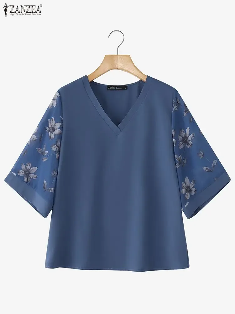 Blaue Bluse Mit Blumenmuster 2