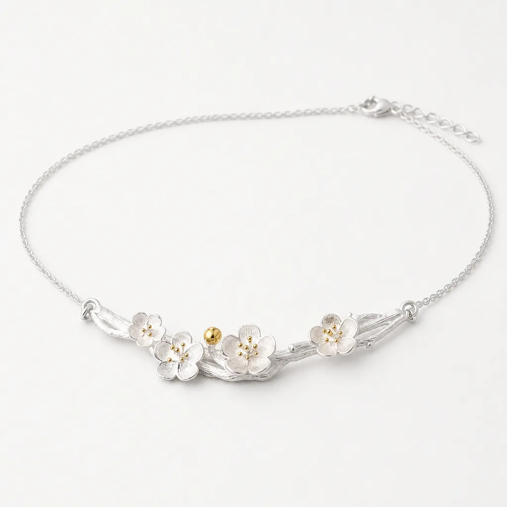 Blumenkette Silber 1
