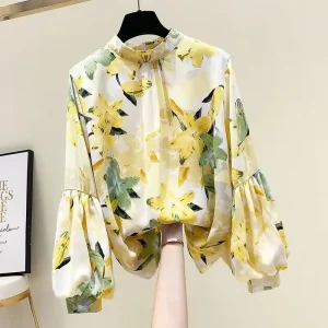Bluse Gelb Blumen 1
