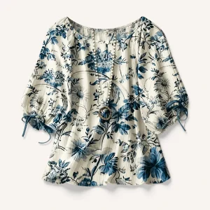 Bluse Mit Streifen Und Blumen 1