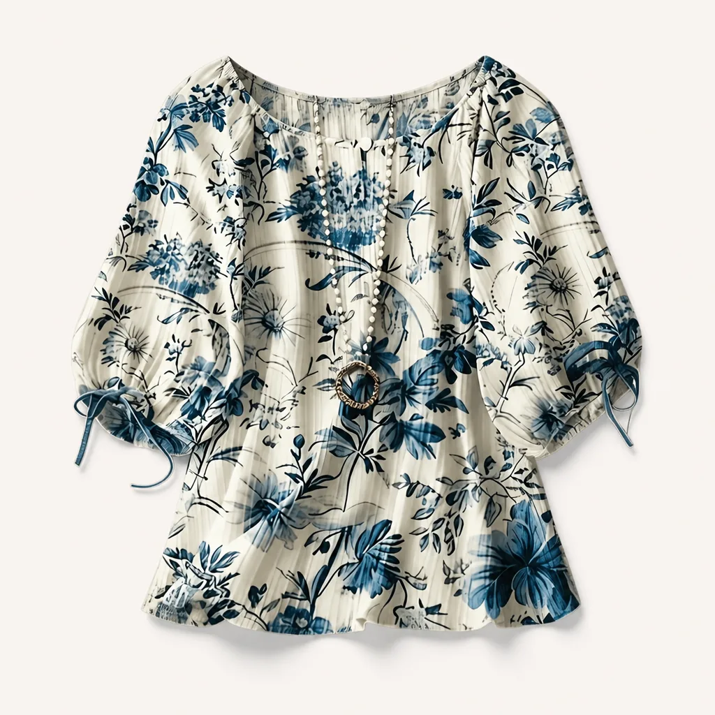 Bluse Mit Streifen Und Blumen 1