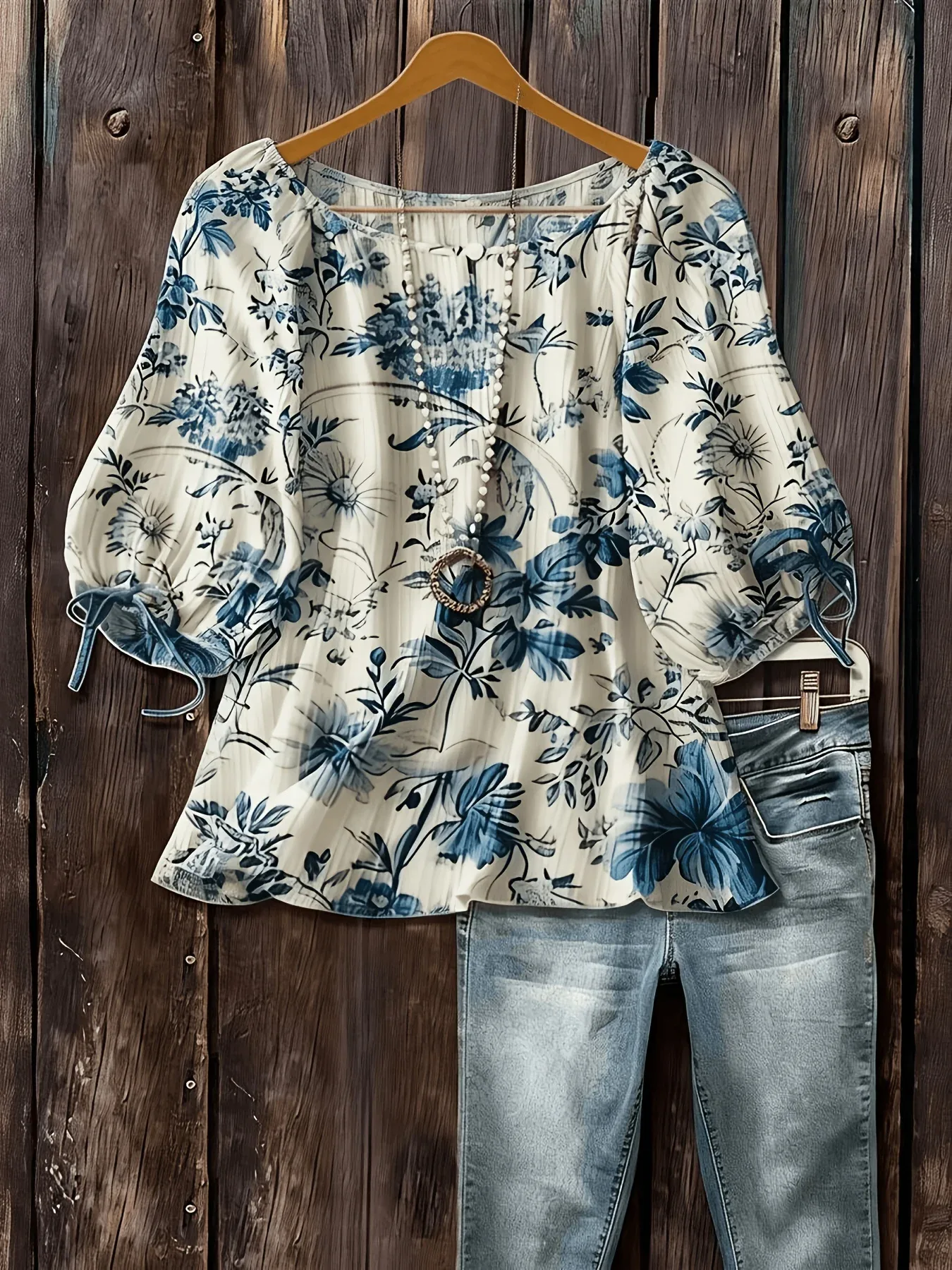 Bluse Mit Streifen Und Blumen 2