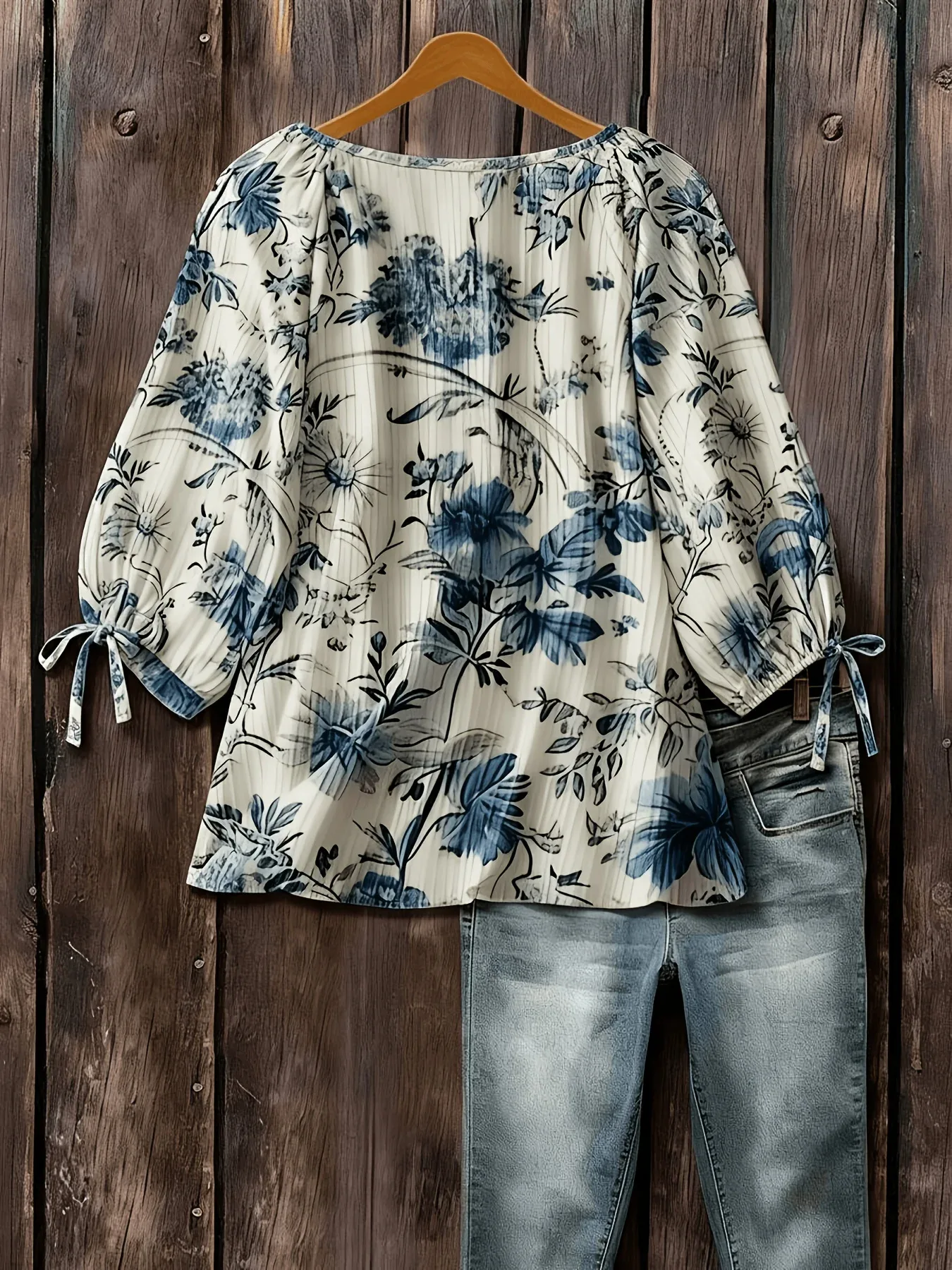 Bluse Mit Streifen Und Blumen 3