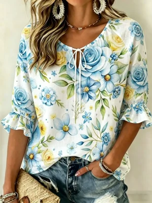 Damen Bluse Florales Muster 1
