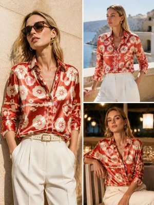 Rote Bluse Mit Blumenmuster 1