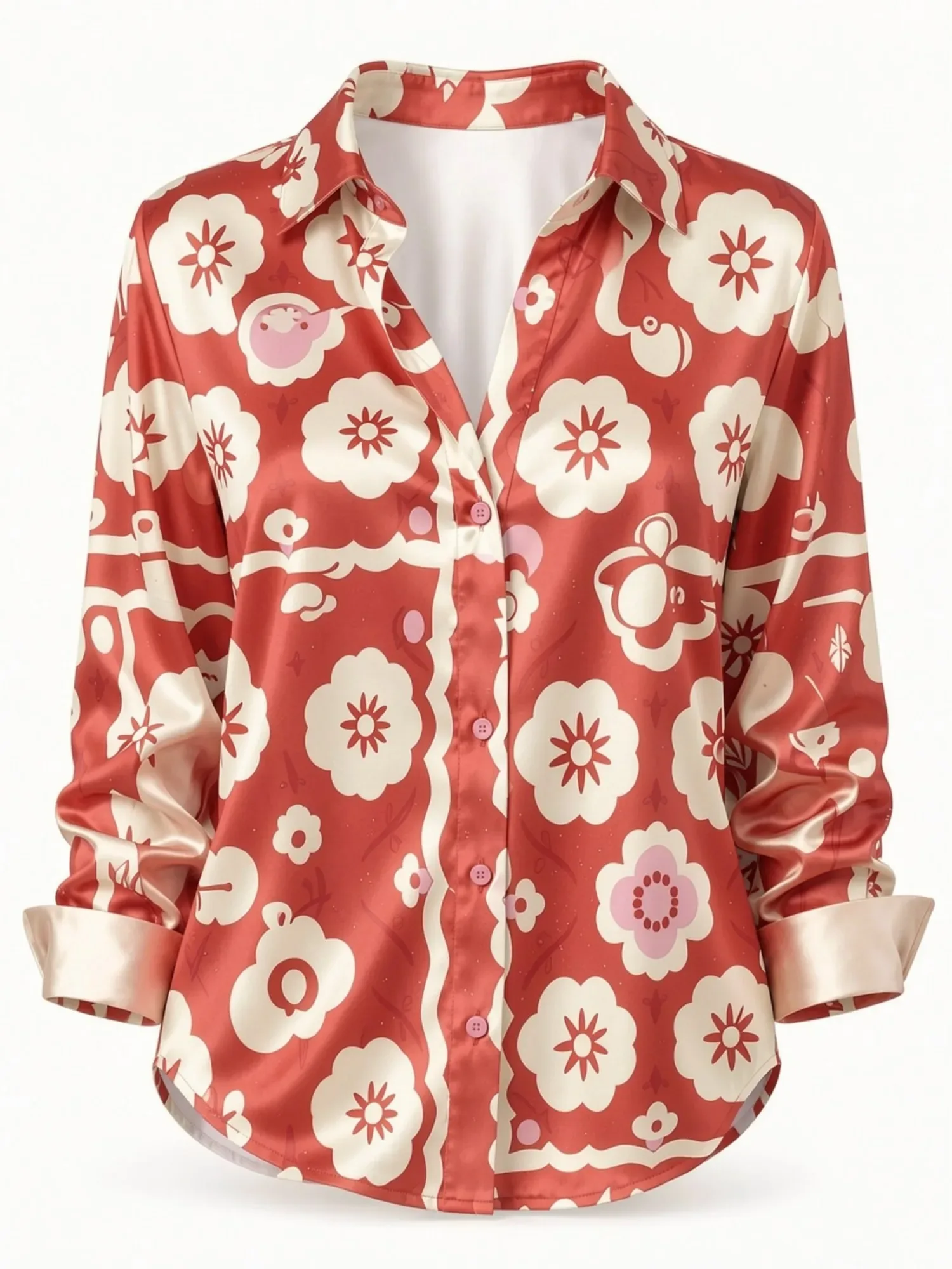 Rote Bluse Mit Blumenmuster 2