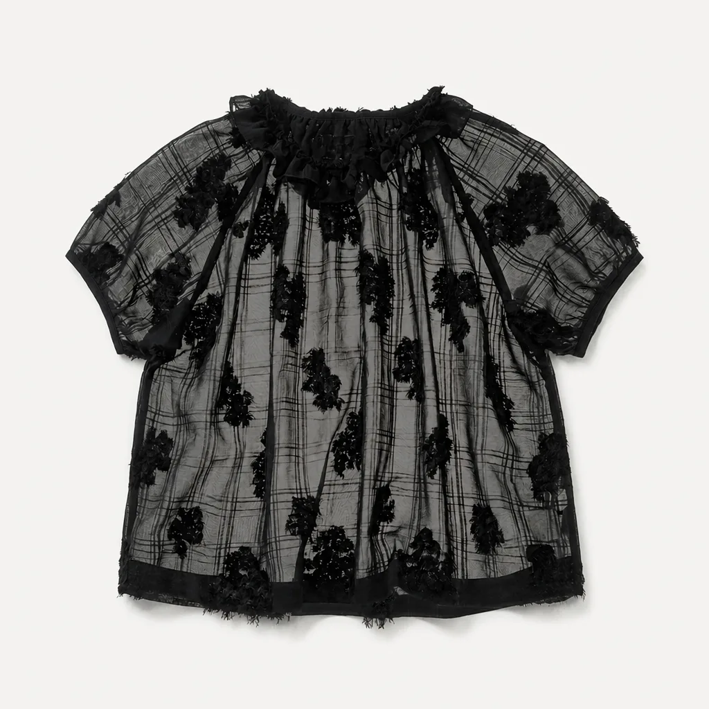 Schwarze Bluse Mit Blumenmuster 1