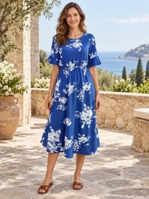 Blue Dress With Flowers