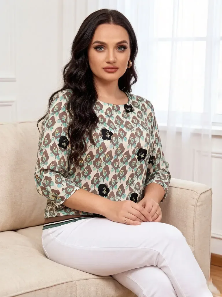 Bunte Blumen Bluse Damen 5
