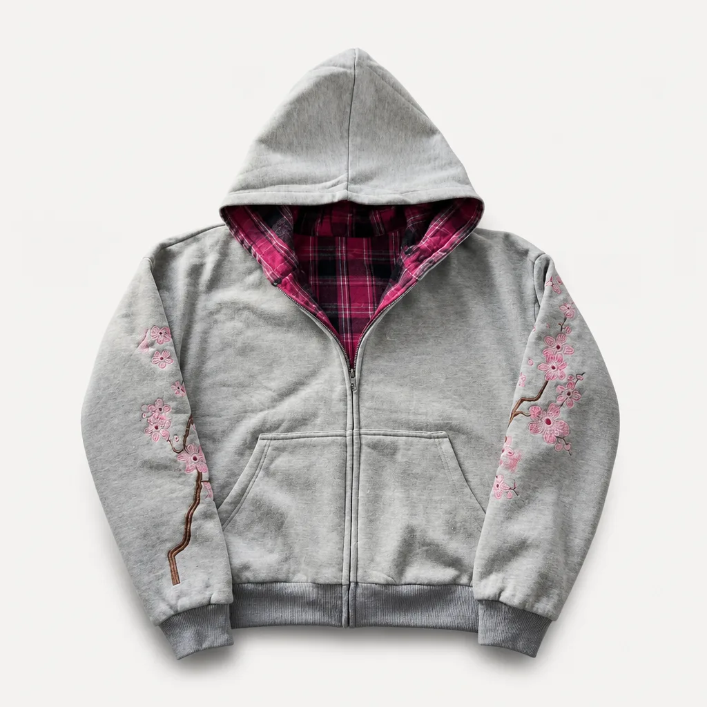 Flower Embroidery Hoodie 1
