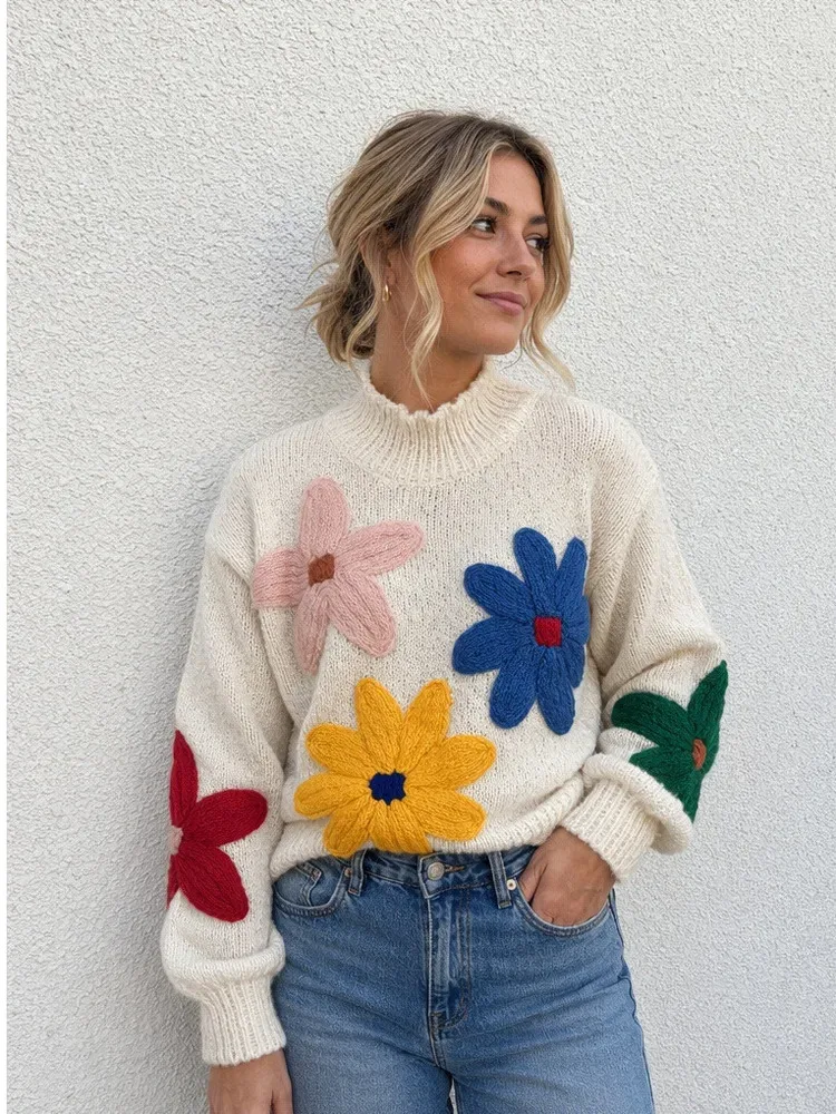 Pullover Mit Großen Blumen 3