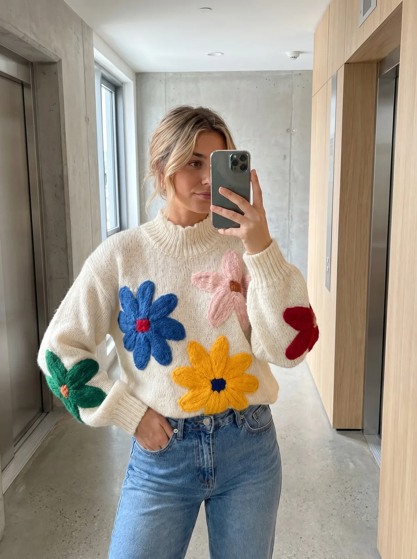 Pullover Mit Großen Blumen 5